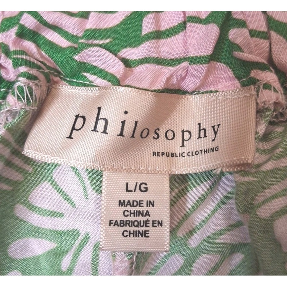 Philosophy Floral Wide Leg Pants Size Large Resort Vacation - Picture 6 of 10